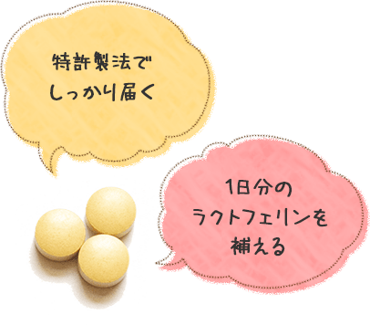 特許製法でしっかり届く。1日分のラクトフェリンを補える