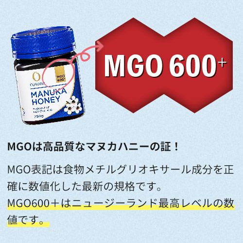 マヌカハニー MGO600+ 【250g】 - 妊活専門店ハッピーブレッシング本店