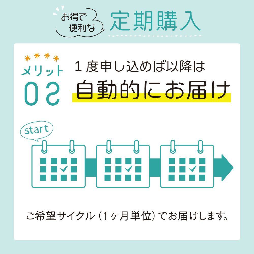定期購入のメリット2　1度申し込めば以降は自動的にお届け